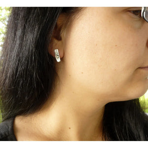 Boucles d'oreilles rectangulairec - DÉLICATES FIXES- argent sterling et perle- Marie-Ève Bordeleau