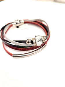 Bracelet Luxury - rouge-noir-gris - Créart