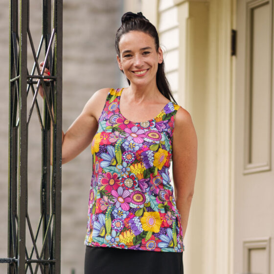 Camisole réversible Lara - Fleurs colorées - Designer Quebecois