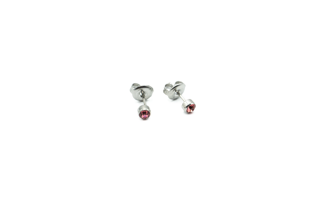 Boucles d'oreilles - Rose - Argent - Rouge Inox