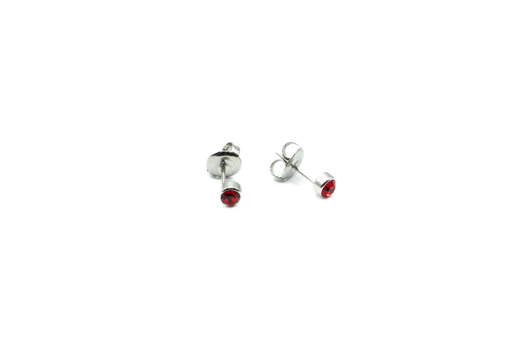 Boucles d'oreilles - Rouge Vin - Argent - Rouge Inox