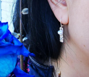 Boucles d'oreilles - Grande rêveuse Perlée - argent sterling et perle- Marie-Ève Bordeleau