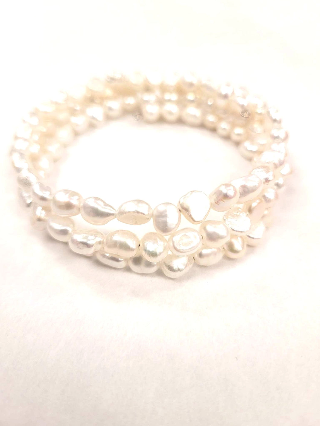 Bracelet de perles 3 tours  - Blanc- Rouge Inox