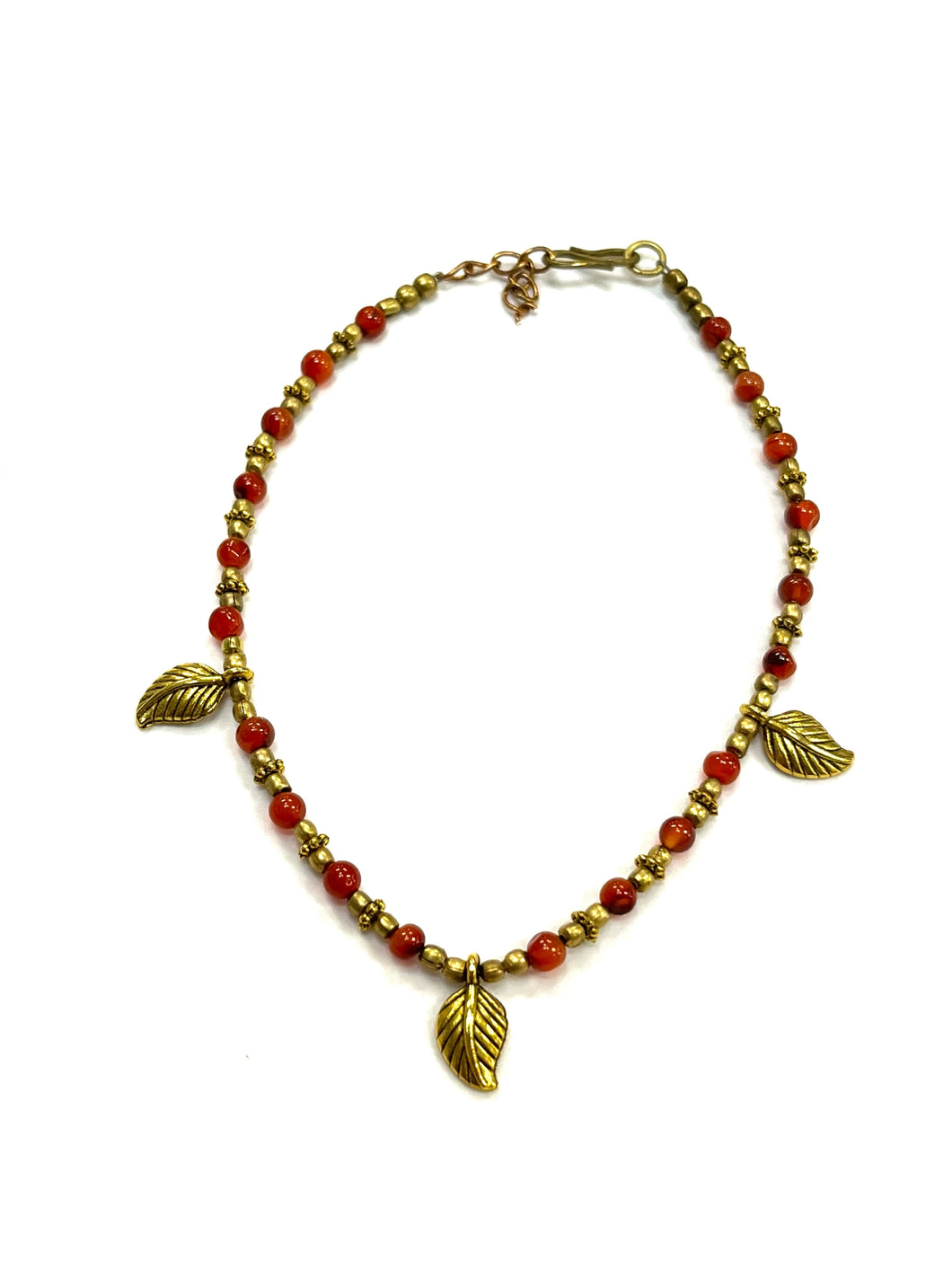 Bracelet de cheville RI46 - Corail fossilisé - Rouge Import