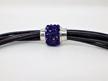 Charger l&#39;image dans la galerie, Collier/Bracelet noir, attache bleue, médaillon argent - MJ Bijoux
