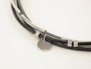 Collier/Bracelet noir et gris, médaillon - MJ Bijoux