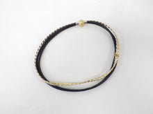 Charger l&#39;image dans la galerie, Collier/Bracelet noir avec attache pailleté or, cristal sur socle doré - MJ Bijoux
