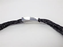 Charger l&#39;image dans la galerie, Collier/Bracelet noir, tresse noire et cercle viking - MJ Bijoux
