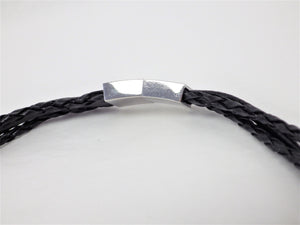 Collier/Bracelet noir, tresse noire et cercle viking - MJ Bijoux