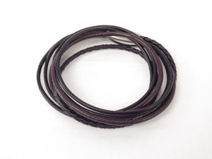 Collier/Bracelet avec file tresse noir et brun - MJ Bijoux