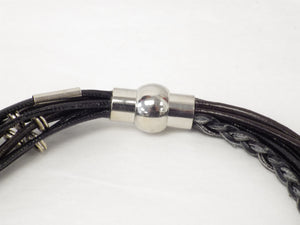 Collier/Bracelet avec files bruns et noirs multiples - MJ Bijoux