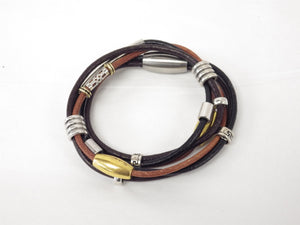 Collier/Bracelet avec files bruns et noirs - MJ Bijoux