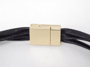 Collier/Bracelet noir avec rond doré- MJ Bijoux