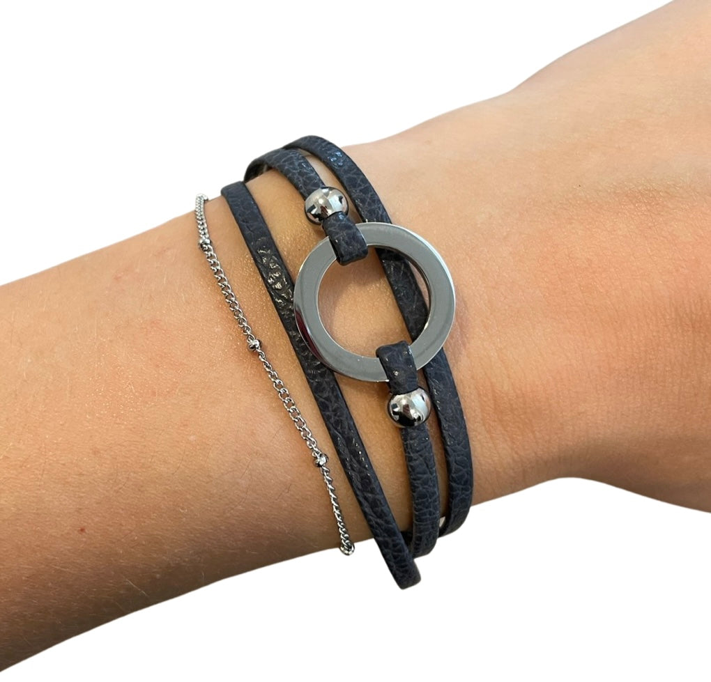 Bracelet Lara avec chaîne noir - Créart